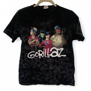 Gorillaz Black Acid Wash Short Sleeve Band Tee Shirt
